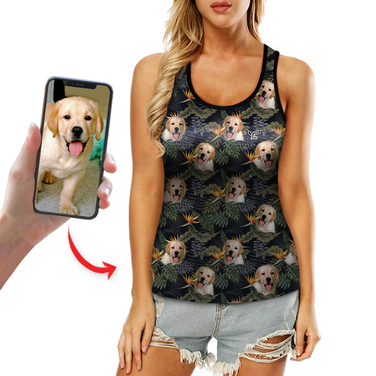 Personalized Hawaiian Tank Top With Your Pet's Photo V7