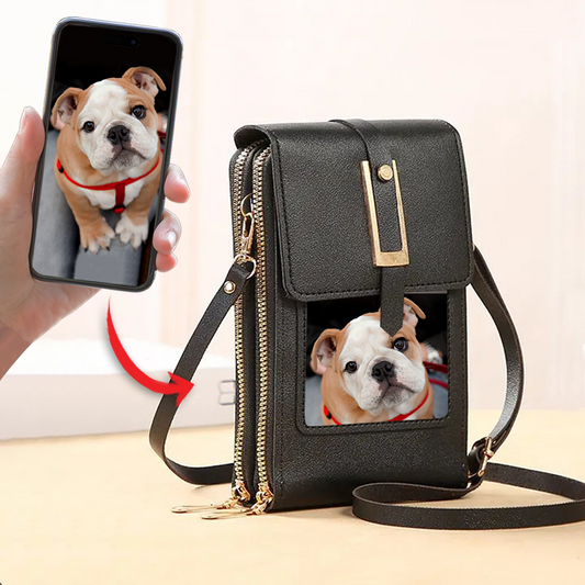 Personalized Touch Screen Phone Wallet Case Crossbody Purse With Your Pet's Photo V1