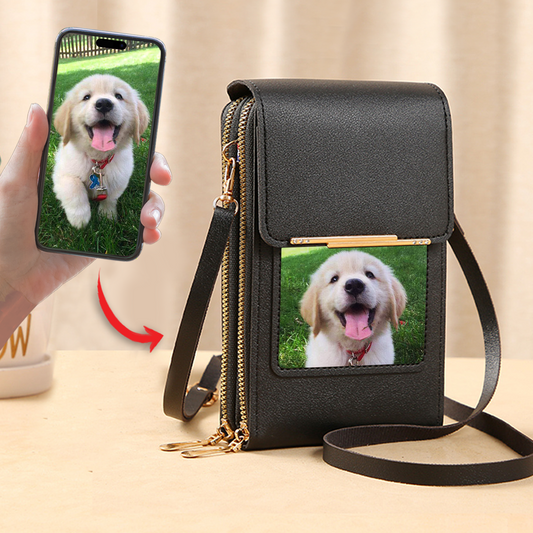 Personalized Touch Screen Phone Wallet Case Crossbody Purse With Your Pet's Photo V2