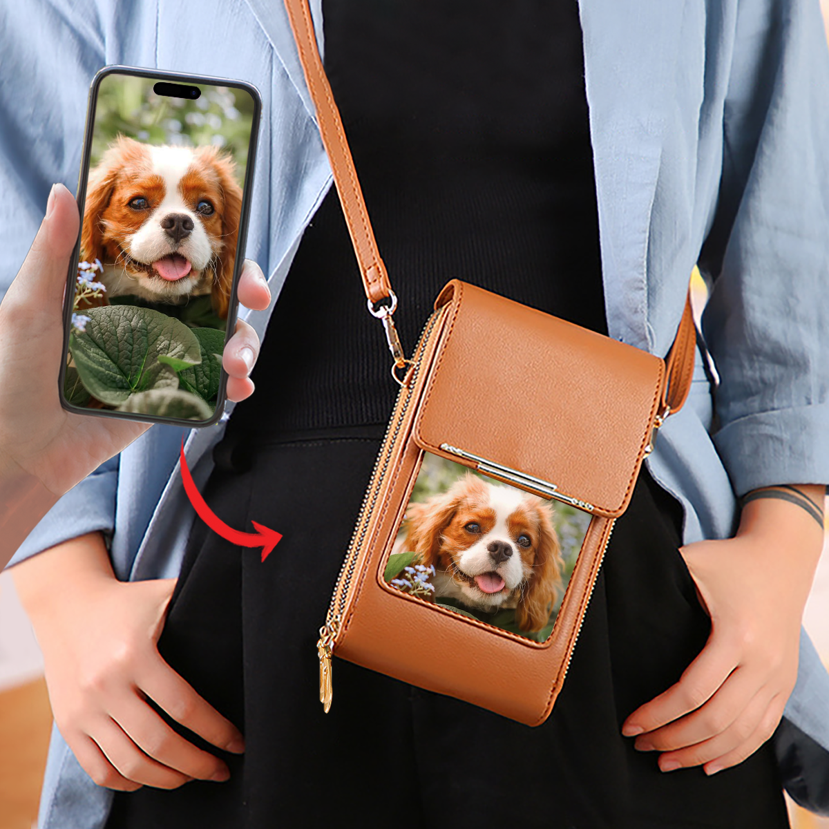 Personalized Touch Screen Phone Wallet Case Crossbody Purse
