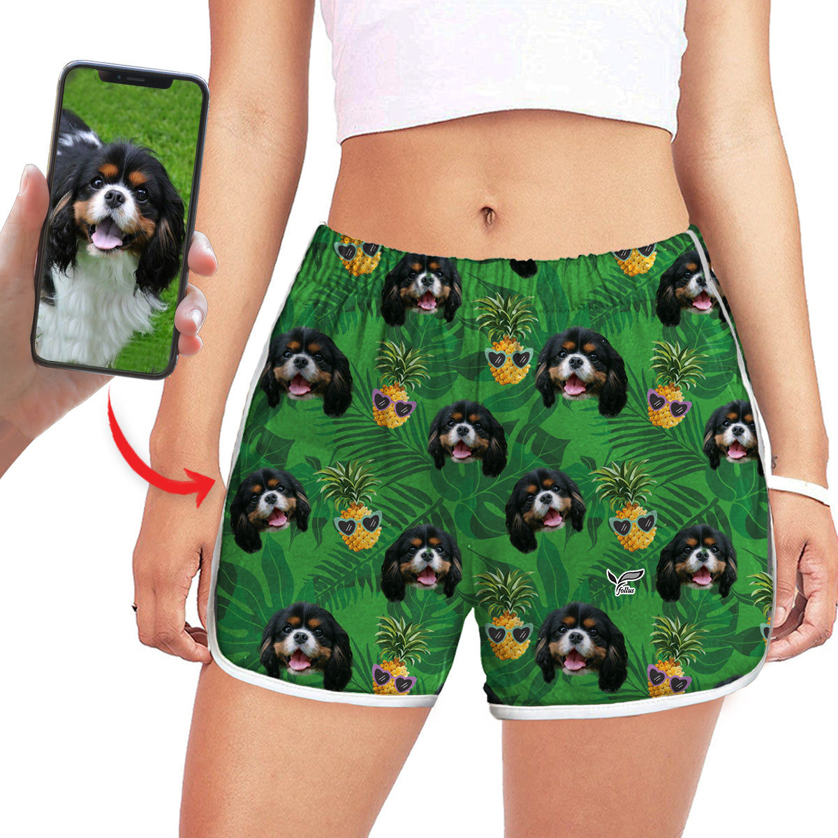 Short de course coloré personnalisé pour femme avec la photo de votre animal V11