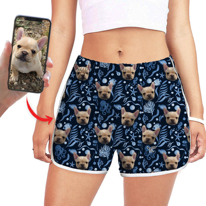 Personalisierte bunte Damen-Laufshorts mit dem Foto Ihres Haustieres V14