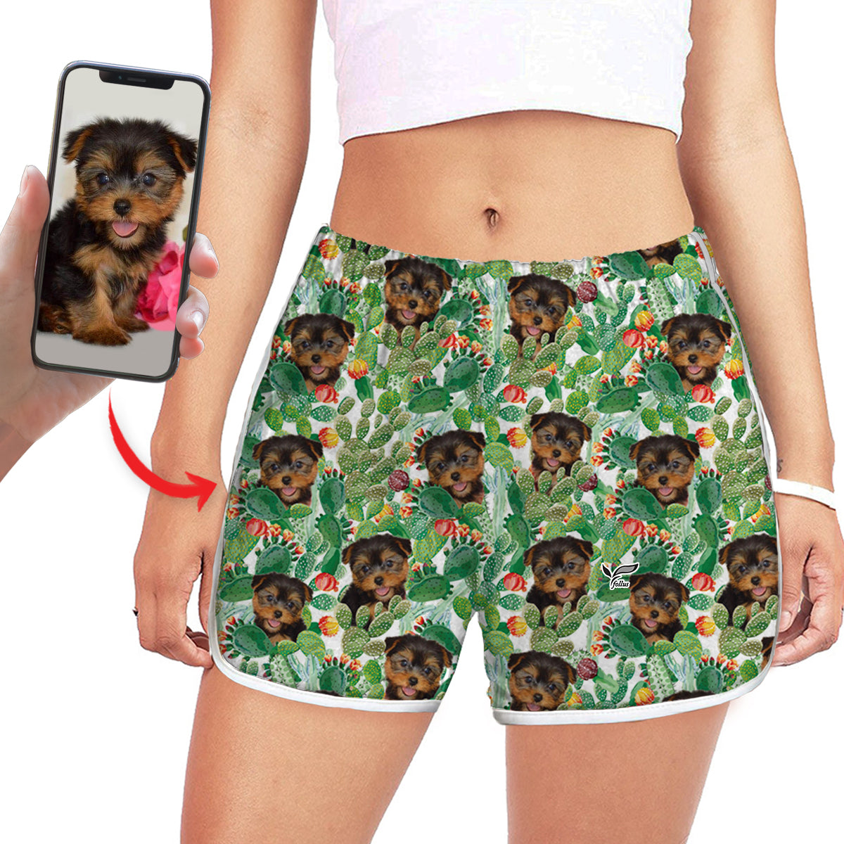 Short de course coloré personnalisé pour femme avec la photo de votre animal V10