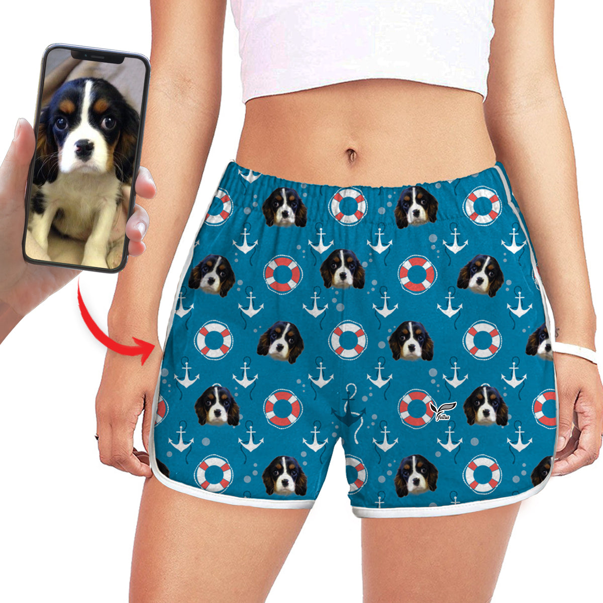 Short de course coloré personnalisé pour femme avec la photo de votre animal V9