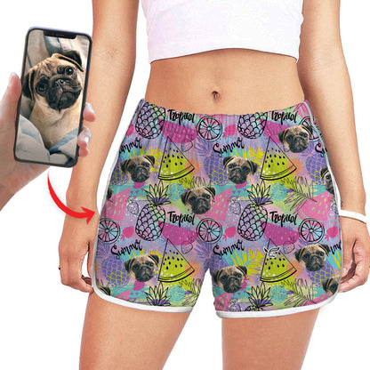 Short de course coloré personnalisé pour femmes avec la photo de votre animal V5