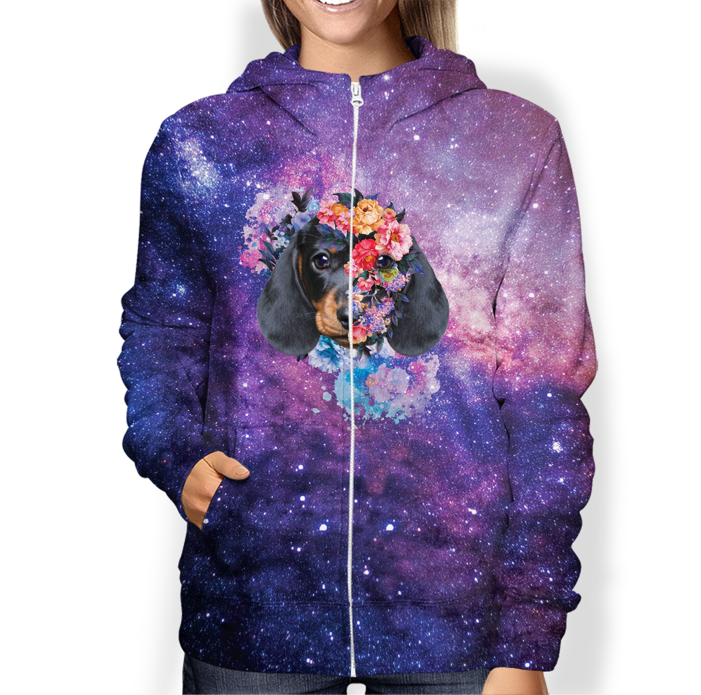 Schöne Blumen – personalisierter Kapuzenpullover mit dem Foto Ihres Haustiers V2