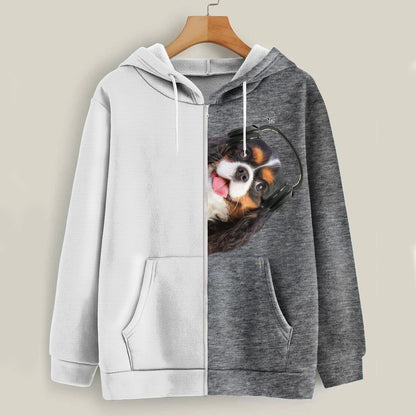 Funny Happy Time - Sweat à capuche Cavalier King Charles Spaniel V5