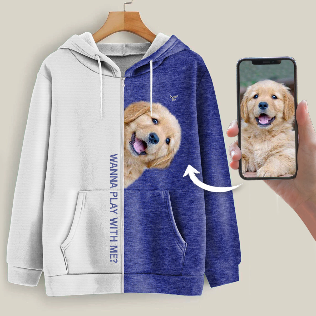 Lustige glückliche Zeit – personalisierter Kapuzenpullover mit dem Foto Ihres Haustieres