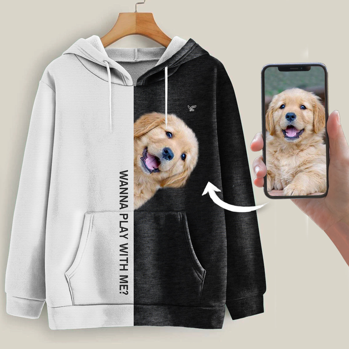 Lustige glückliche Zeit – personalisierter Kapuzenpullover mit dem Foto Ihres Haustieres