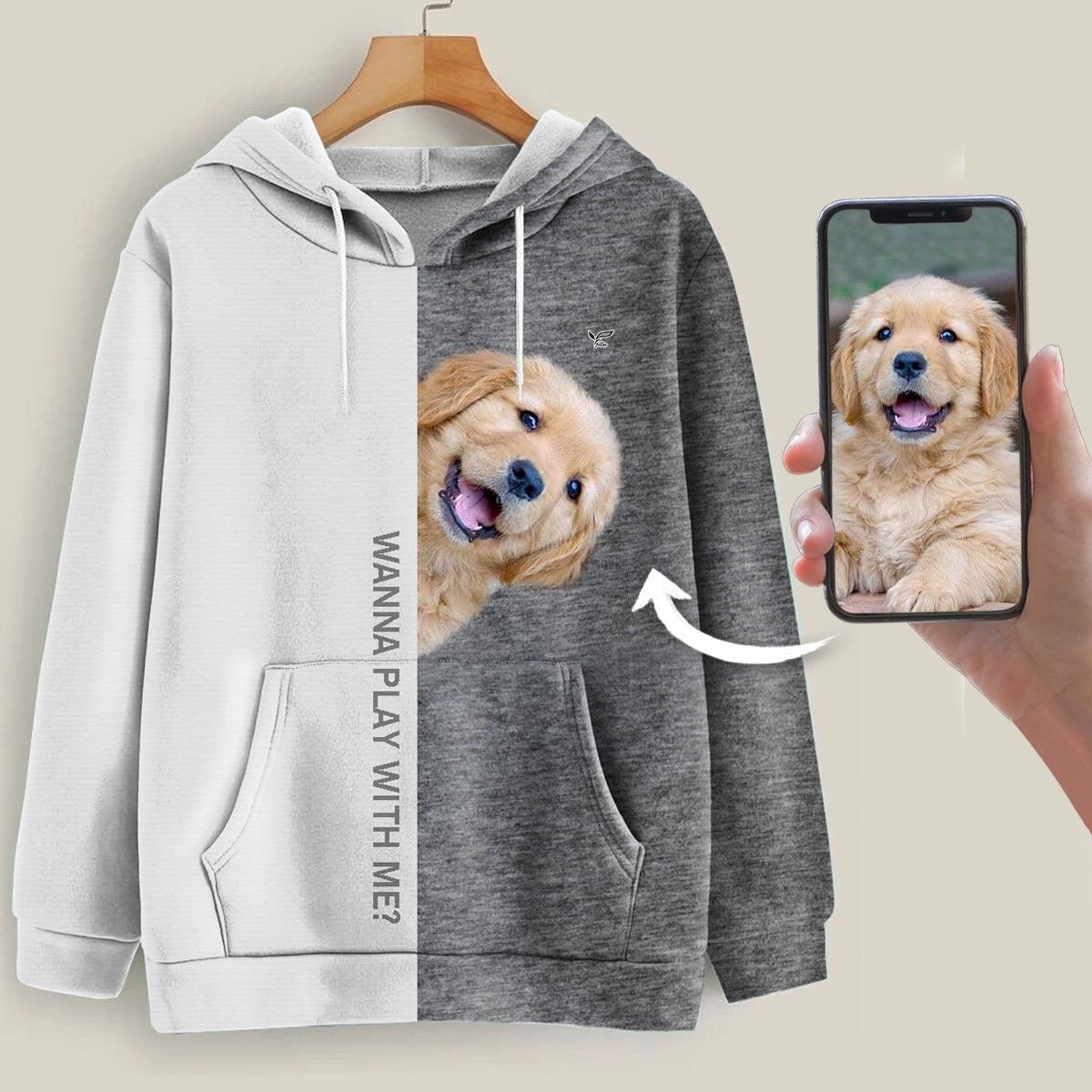 Lustige glückliche Zeit – personalisierter Kapuzenpullover mit dem Foto Ihres Haustieres