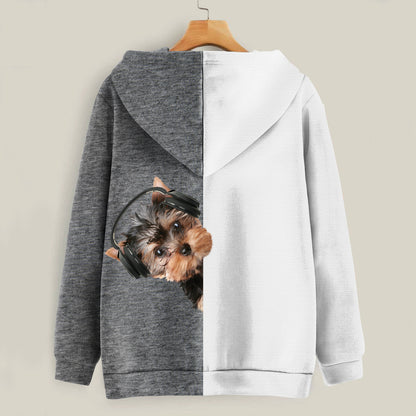 Funny Happy Time - Sweat à capuche Yorkshire Terrier V3