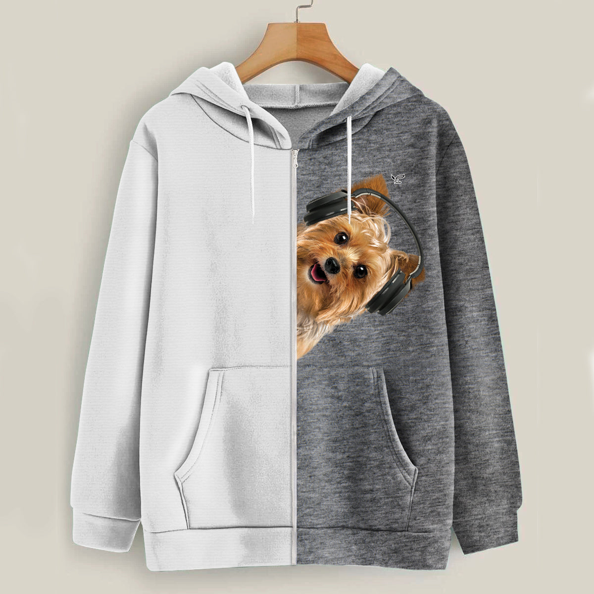 Funny Happy Time - Sweat à capuche Yorkshire Terrier V4