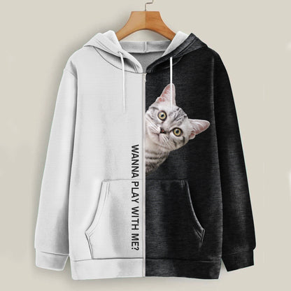 Funny Happy Time - Sweat à capuche pour chat American Shorthair V1