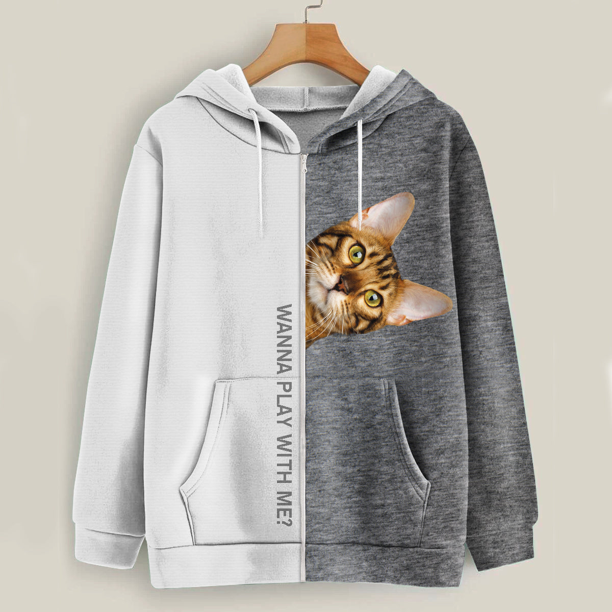 Funny Happy Time - Bengal Cat Hoodie V1
