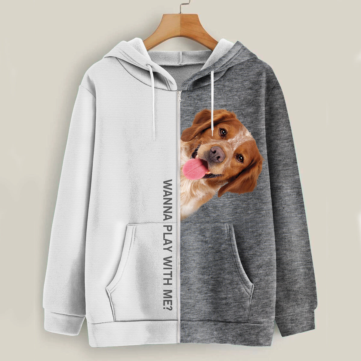 Funny Happy Time - Brittany Spaniel Hoodie V1