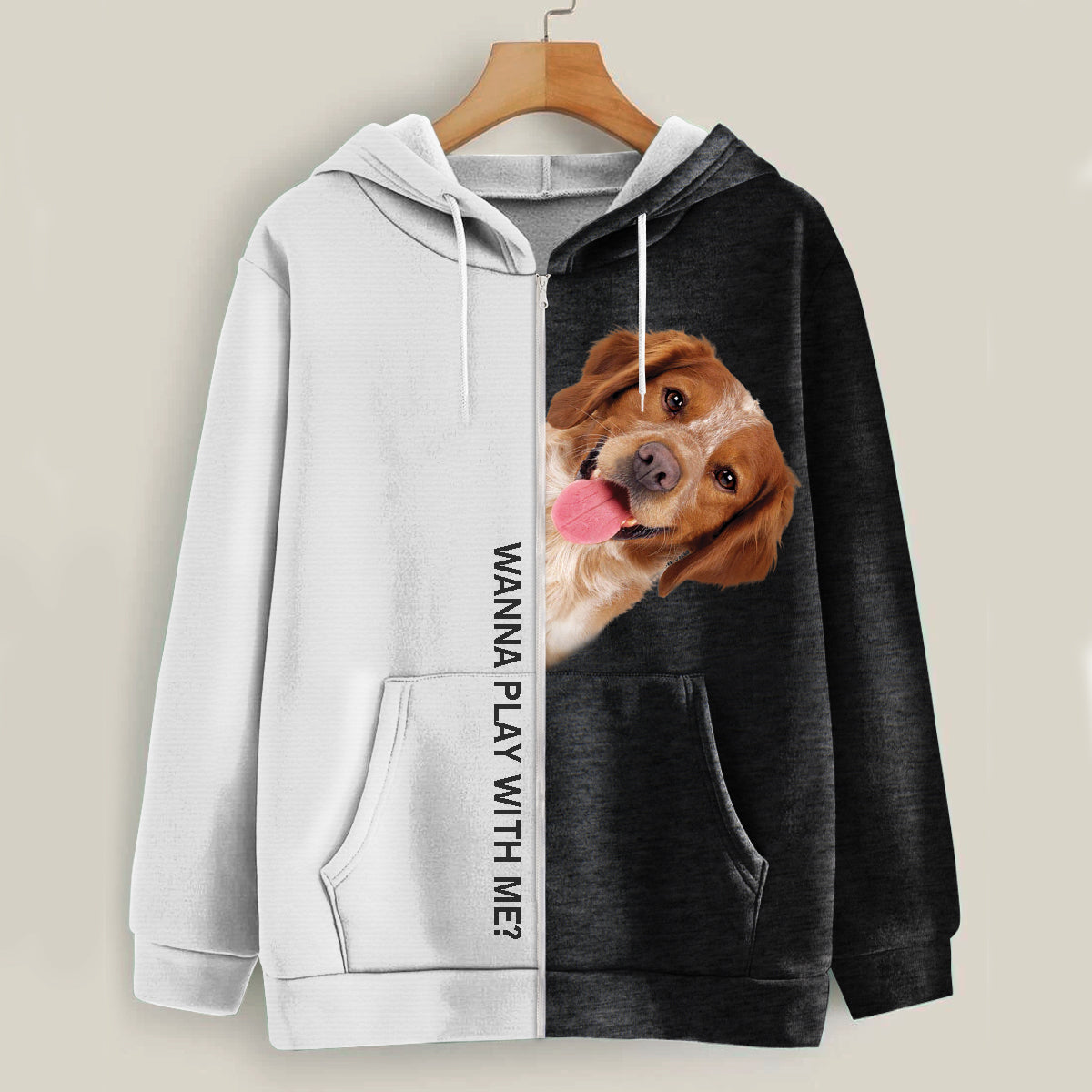 Funny Happy Time - Brittany Spaniel Hoodie V1