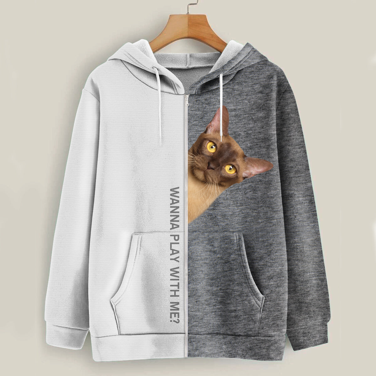 Funny Happy Time - Sweat à capuche chat birman V1