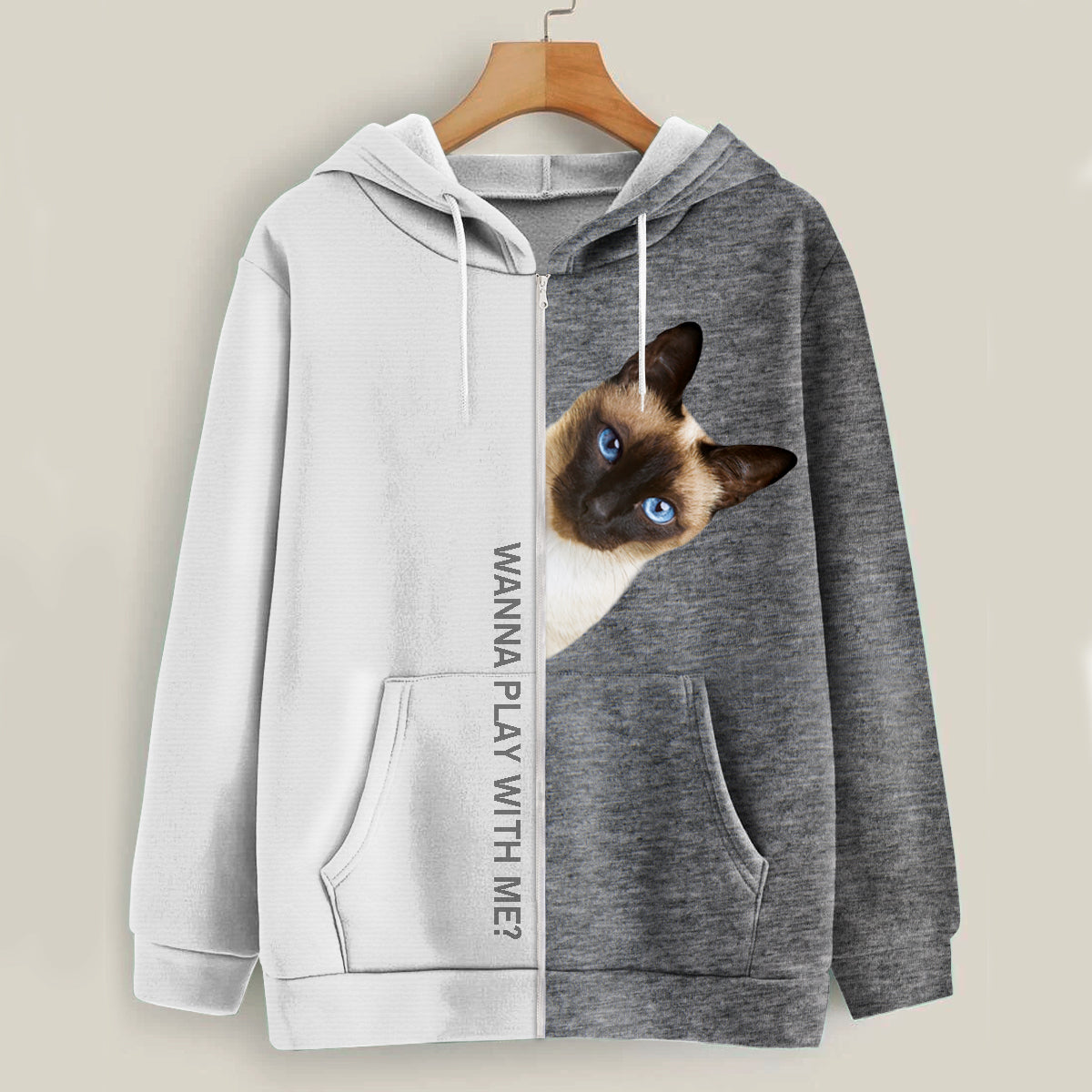 Funny Happy Time - Siamese Cat Hoodie V1