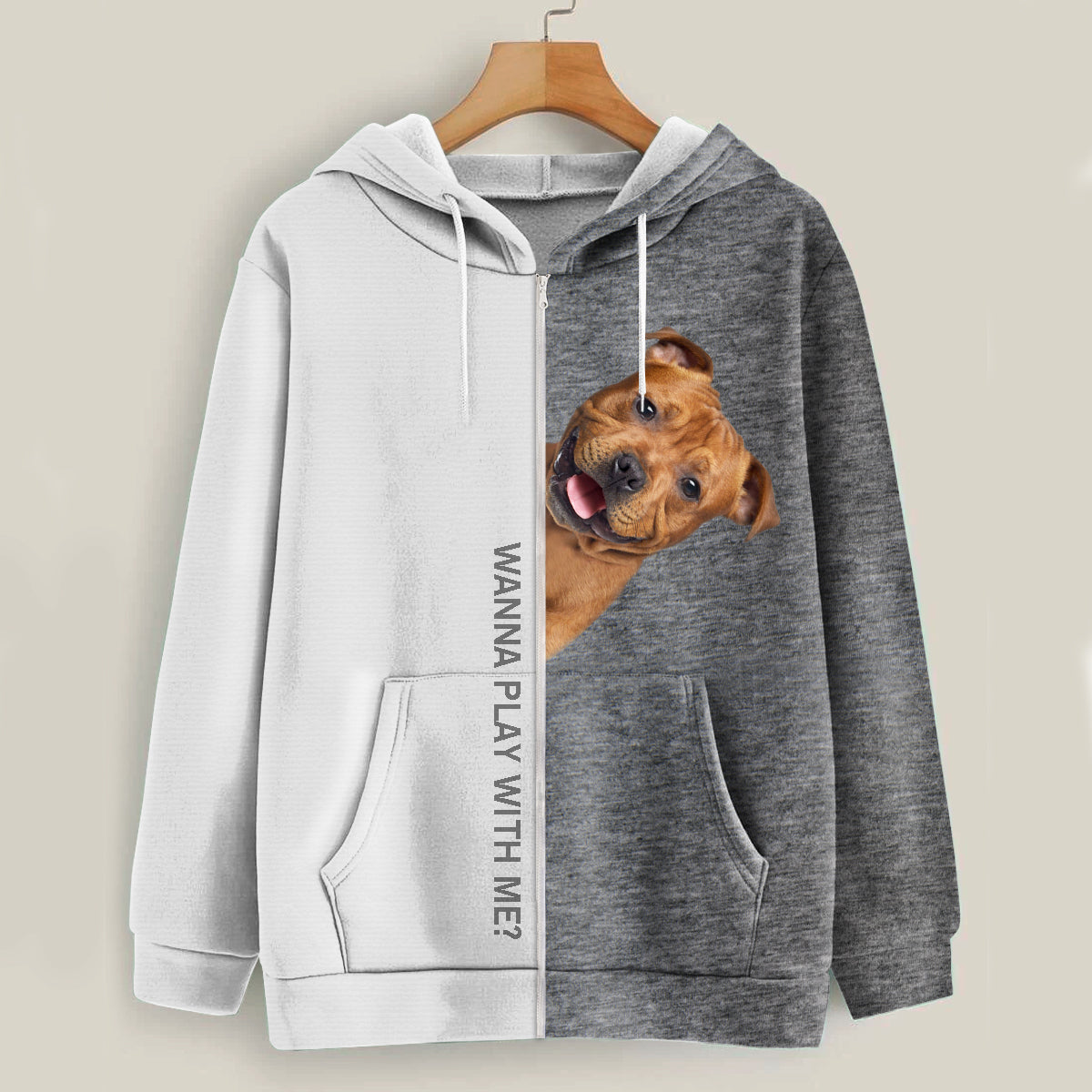 Funny Happy Time - Staffordshire Bull Terrier Hoodie V1