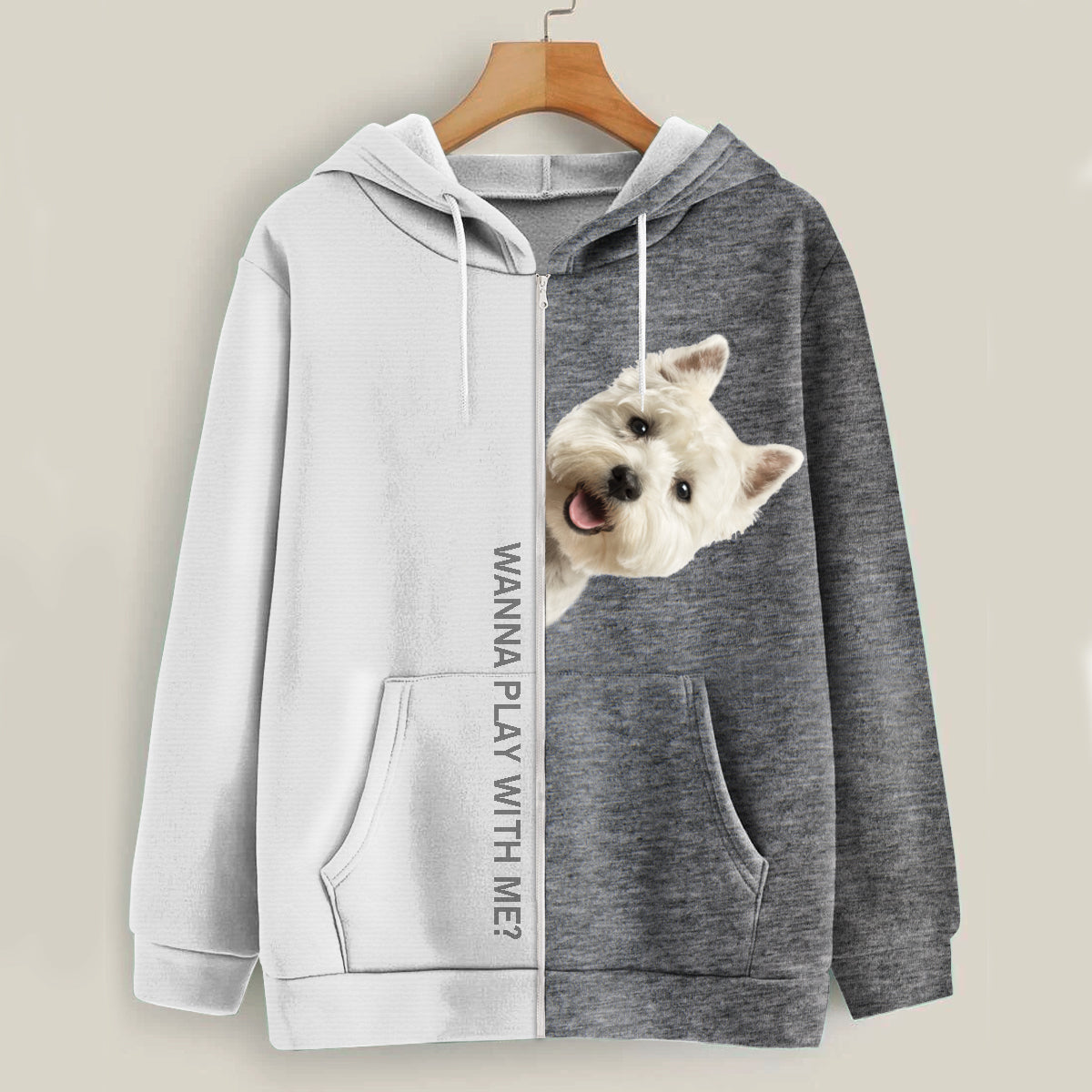 Funny Happy Time - Sweat à capuche West Highland White Terrier V1