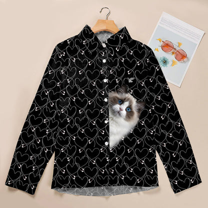 Ragdoll Cat volera votre cœur - Chemise à manches longues pour femmes Follus