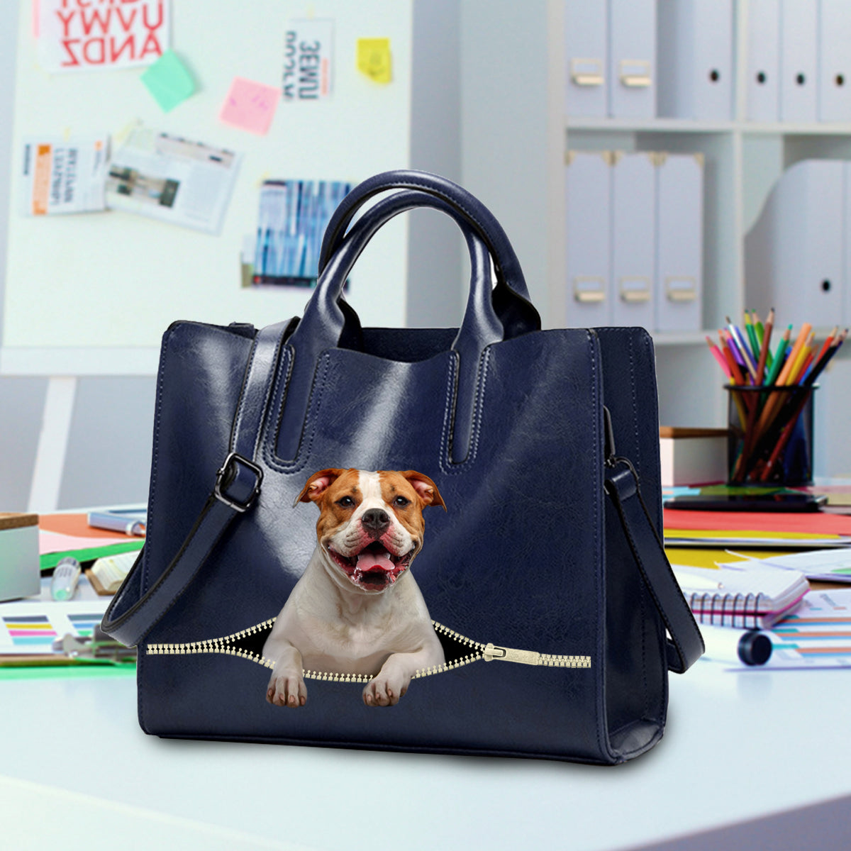 Reduce Stress At Work With American Bulldog - Luxury Handbag V1