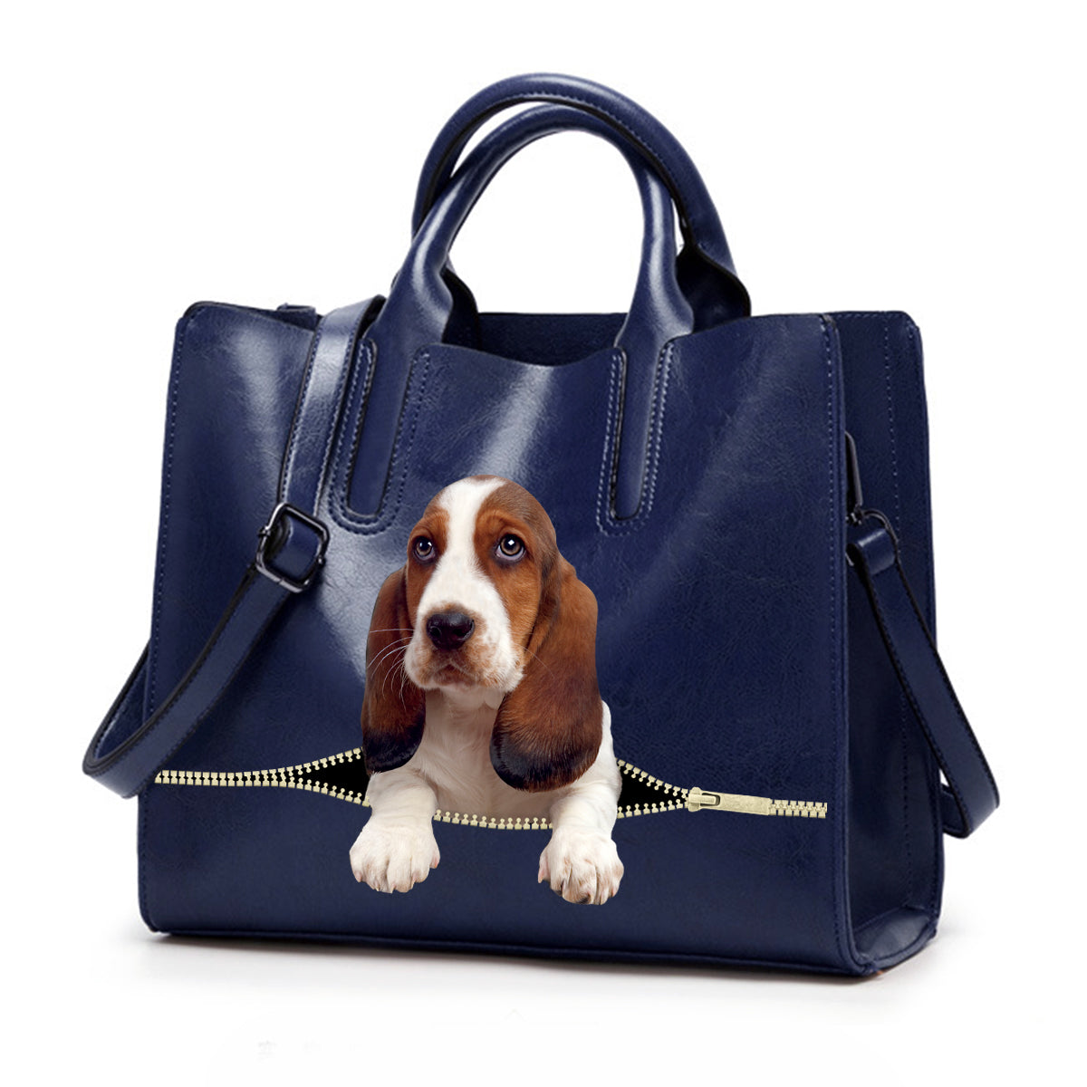 Reduce Stress At Work With Basset Hound - Luxury Handbag V1
