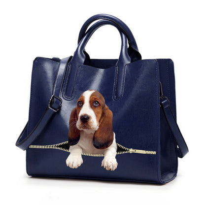 Reduce Stress At Work With Basset Hound - Luxury Handbag V1
