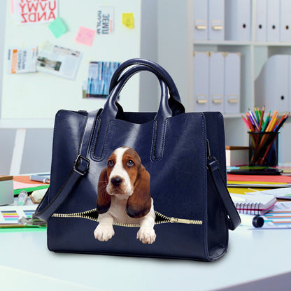Reduce Stress At Work With Basset Hound - Luxury Handbag V1