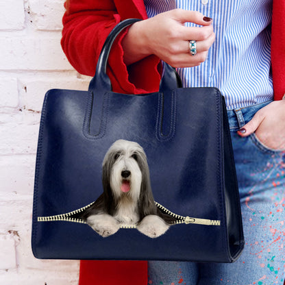 Reduce Stress At Work With Bearded Collie - Luxury Handbag V1