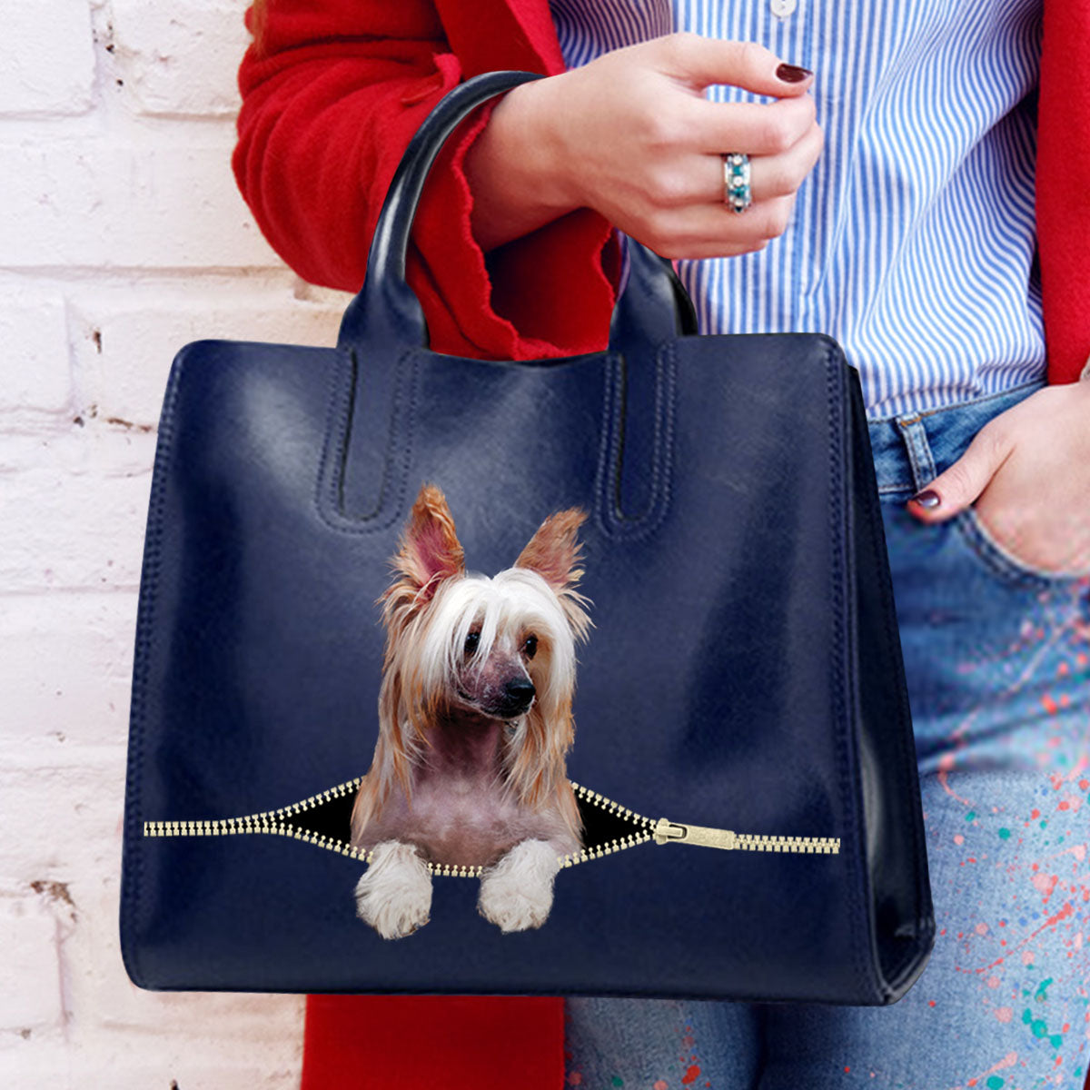 Reduzieren Sie Stress bei der Arbeit mit Chinese Crested – Luxury Handbag V1