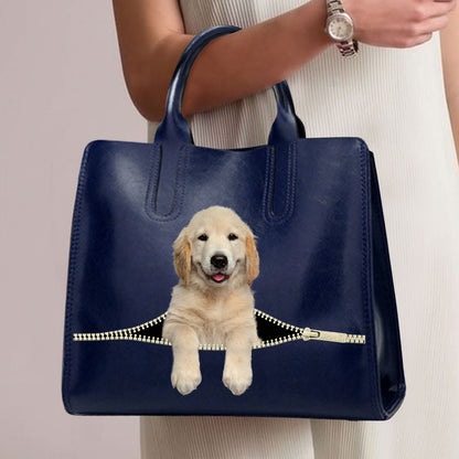 Reduce Stress At Work With Golden Retriever - Luxury Handbag V1