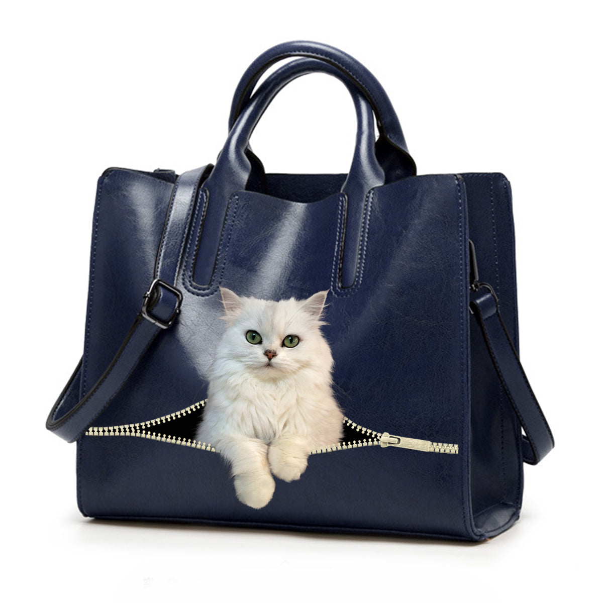 Reduzieren Sie Stress bei der Arbeit mit der persischen Chinchilla-Katze – Luxus-Handtasche V1