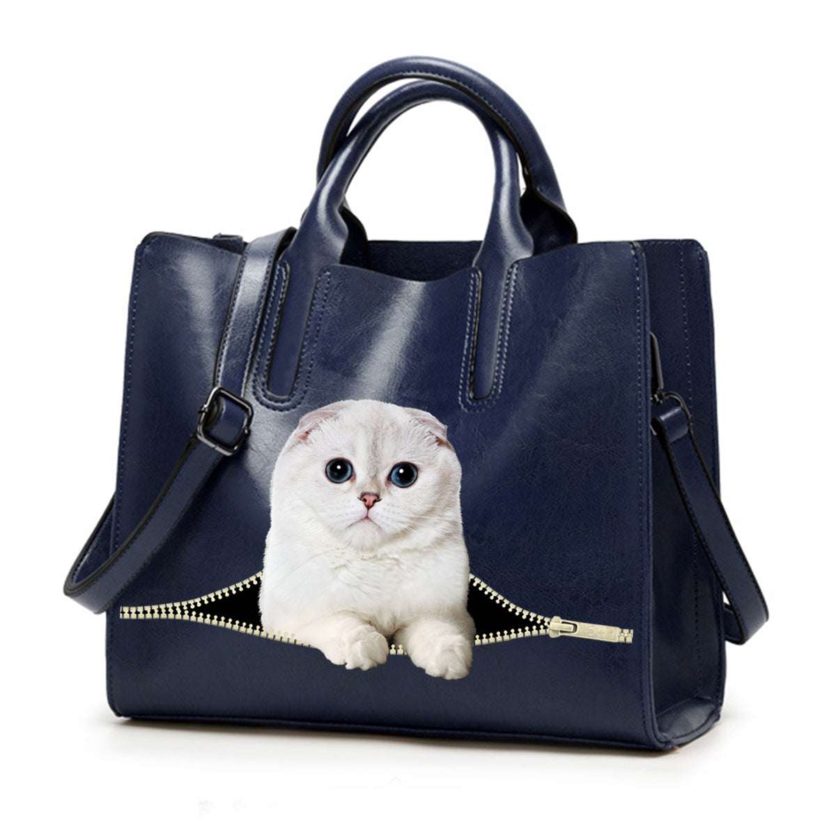 Reduce Stress At Work With Scottish Fold Cat - Luxury Handbag V2