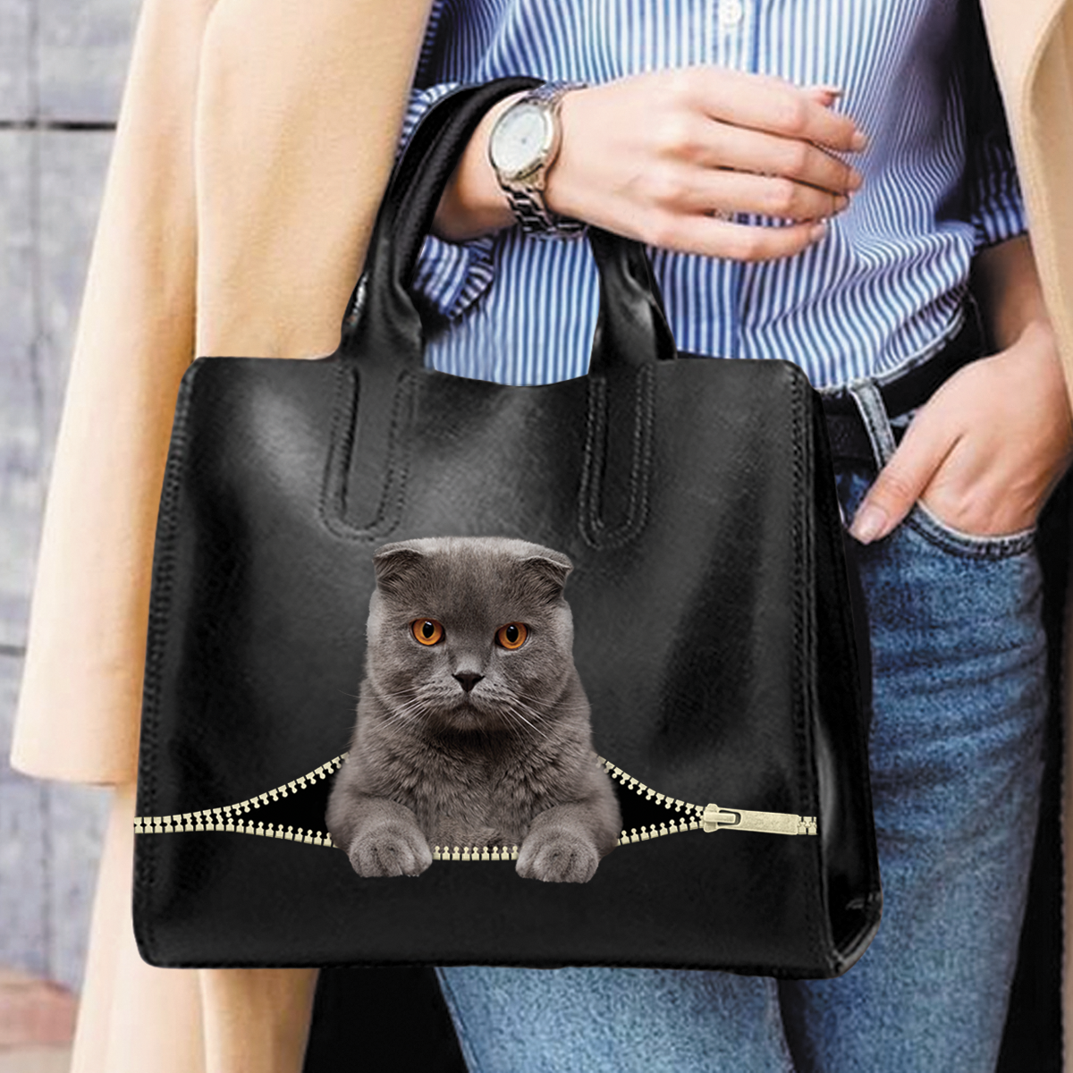 Scottish Fold Cat Luxury Handbag V1