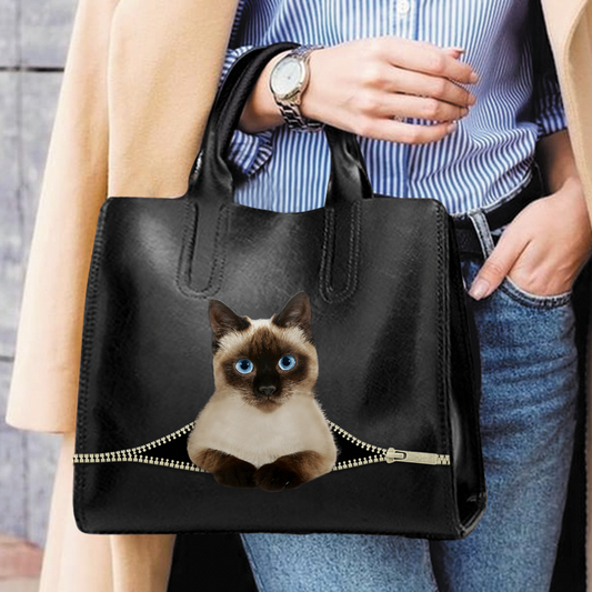 Luxus-Handtasche mit siamesischer Katze V1