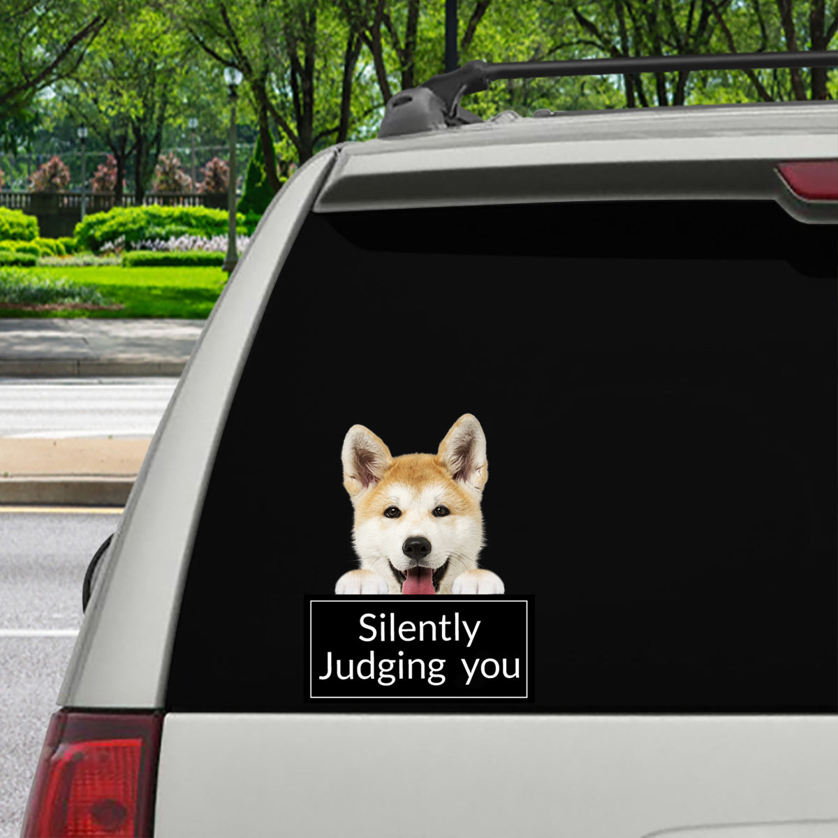 Vous juger silencieusement - Akita Inu Autocollant de voiture/porte/réfrigérateur/ordinateur portable V1