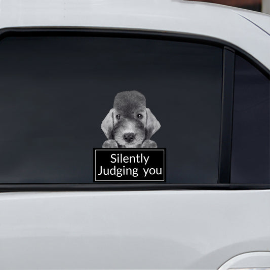 Vous juger silencieusement - Bedlington Terrier Autocollant de voiture/porte/réfrigérateur/ordinateur portable V1
