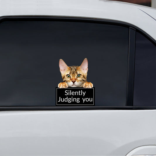 Vous juger silencieusement - Autocollant de voiture/porte/réfrigérateur/ordinateur portable Bengal Cat V1