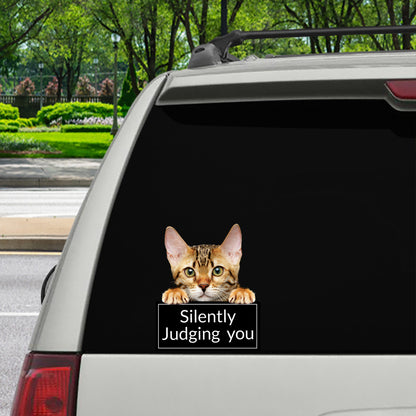 Silently Judging You – Aufkleber für Auto/Tür/Kühlschrank/Laptop mit Bengalkatze V1