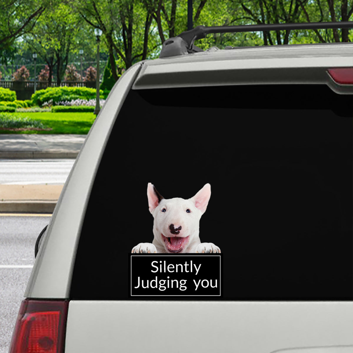 Silently Judging You – Aufkleber für Auto/Tür/Kühlschrank/Laptop mit Bullterrier V1