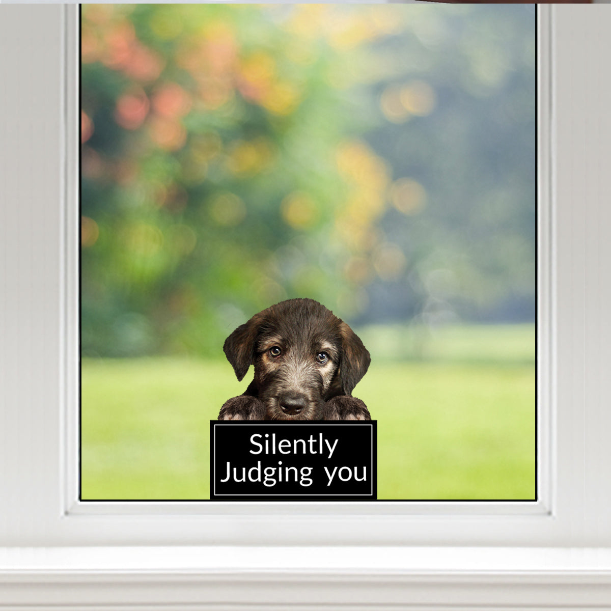 Silently Judging You – Irish Wolfhound Auto-/Tür-/Kühlschrank-/Laptop-Aufkleber V1