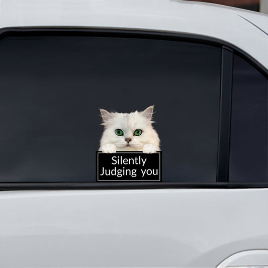 Vous juger silencieusement - Autocollant de voiture/porte/réfrigérateur/ordinateur portable chat persan V1