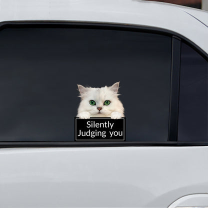 Vous juger silencieusement - Autocollant de voiture/porte/réfrigérateur/ordinateur portable chat persan V1