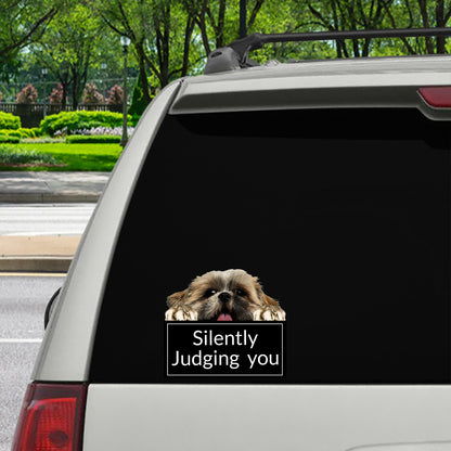Vous juger silencieusement - Shih Tzu Autocollant de voiture/porte/réfrigérateur/ordinateur portable V1