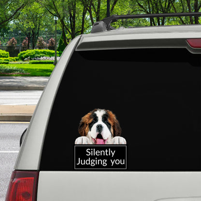 Vous juger silencieusement - Autocollant de voiture/porte/réfrigérateur/ordinateur portable Saint-Bernard V1