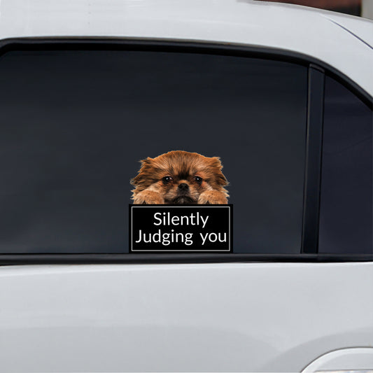 Silently Judging You – Auto-/Tür-/Kühlschrank-/Laptop-Aufkleber mit tibetischem Spaniel V1