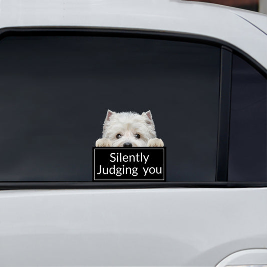 Vous juger silencieusement - West Highland White Terrier Autocollant de voiture/porte/réfrigérateur/ordinateur portable V1