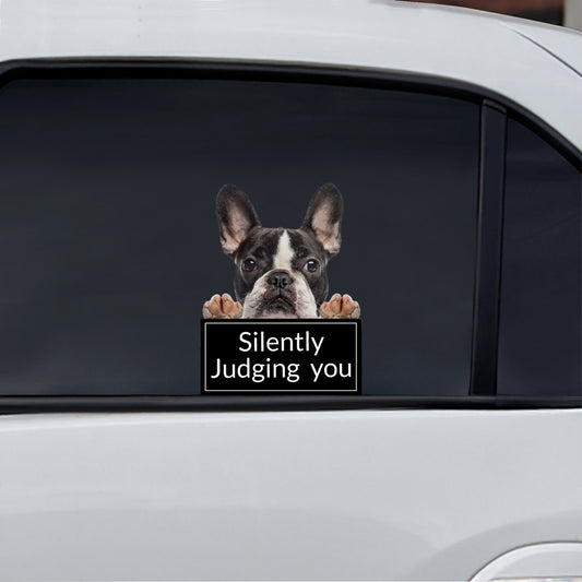 Silently Judging You – Französische Bulldogge Auto/Tür/Kühlschrank/Laptop Aufkleber V2