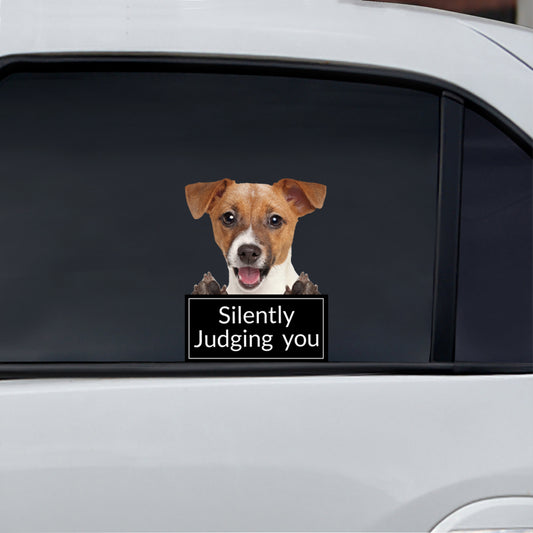 Vous juger silencieusement - Jack Russell Terrier Voiture / Porte / Réfrigérateur / Autocollant pour ordinateur portable V1
